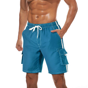TACVASEN Peacock Blue Men's Quick Dry Bathing Trunks Beach Shorts