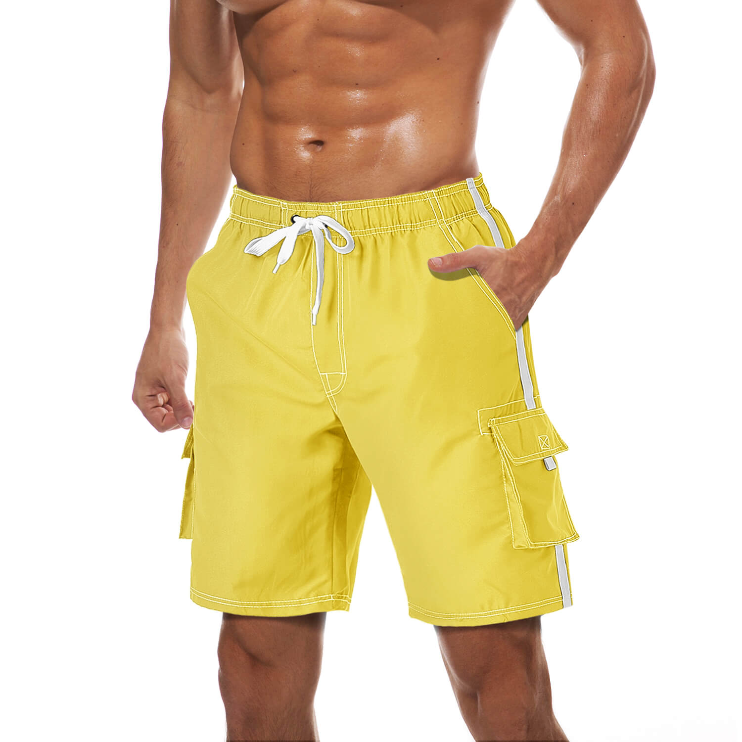 TACVASEN Yellow Men's Quick Dry Bathing Trunks Beach Shorts