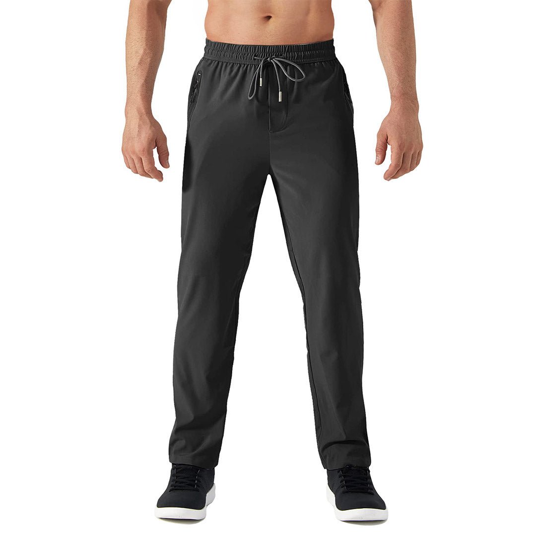 TACVASEN Black Men's Lightweight Quick Dry Hiking SweatPants with Zipper Pockets