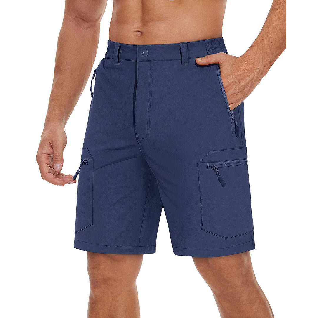 TACVASEN Khaki Utility Cargo Shorts 5 Zip Pockets