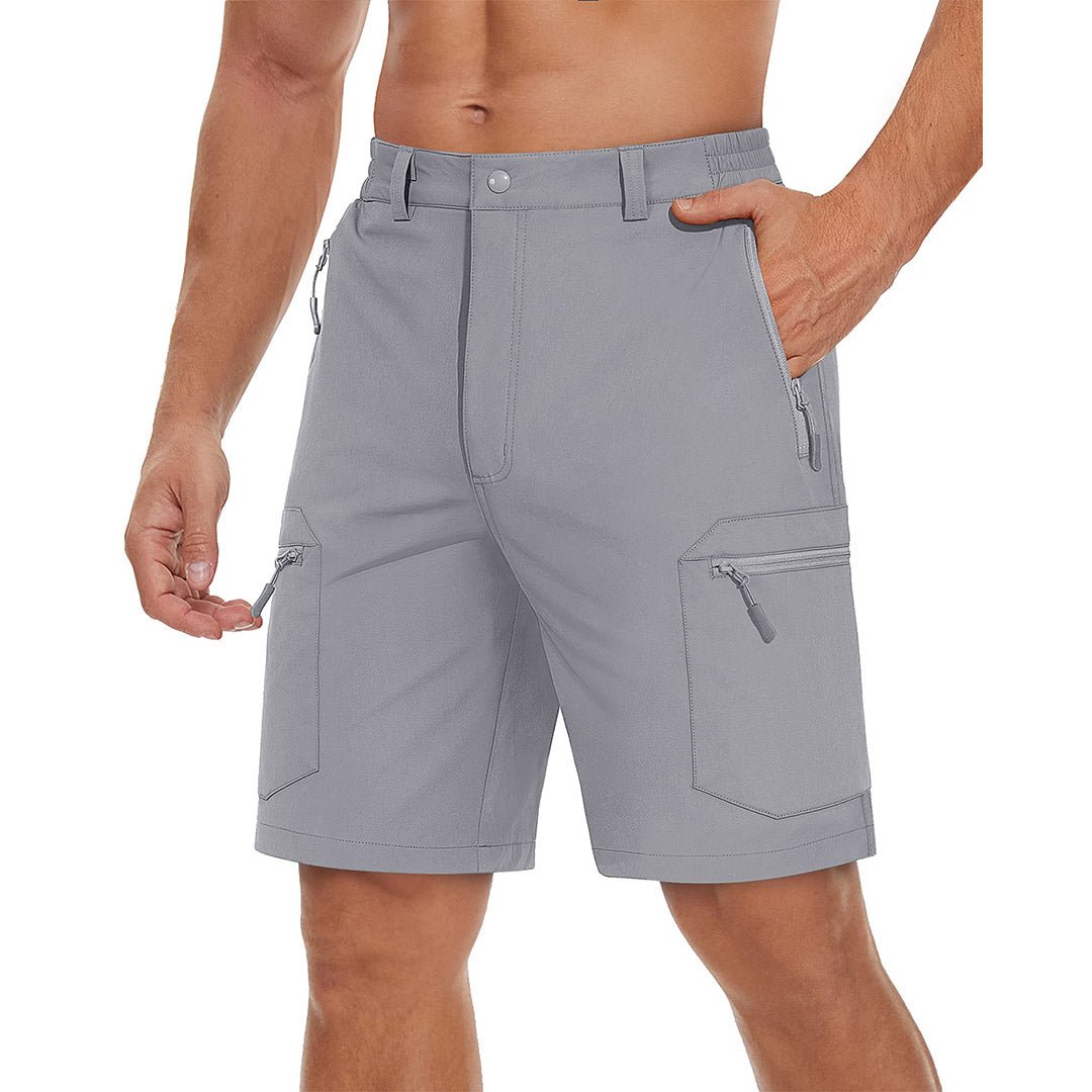 TACVASEN Khaki Utility Cargo Shorts 5 Zip Pockets