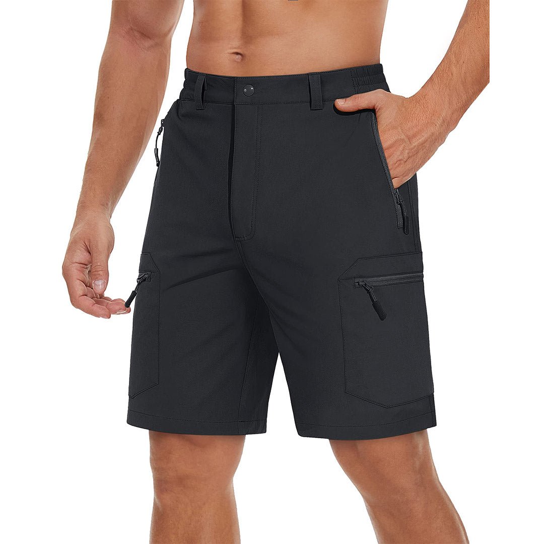 TACVASEN Khaki Utility Cargo Shorts 5 Zip Pockets