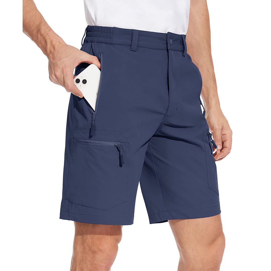 TACVASEN Khaki Utility Cargo Shorts 5 Zip Pockets