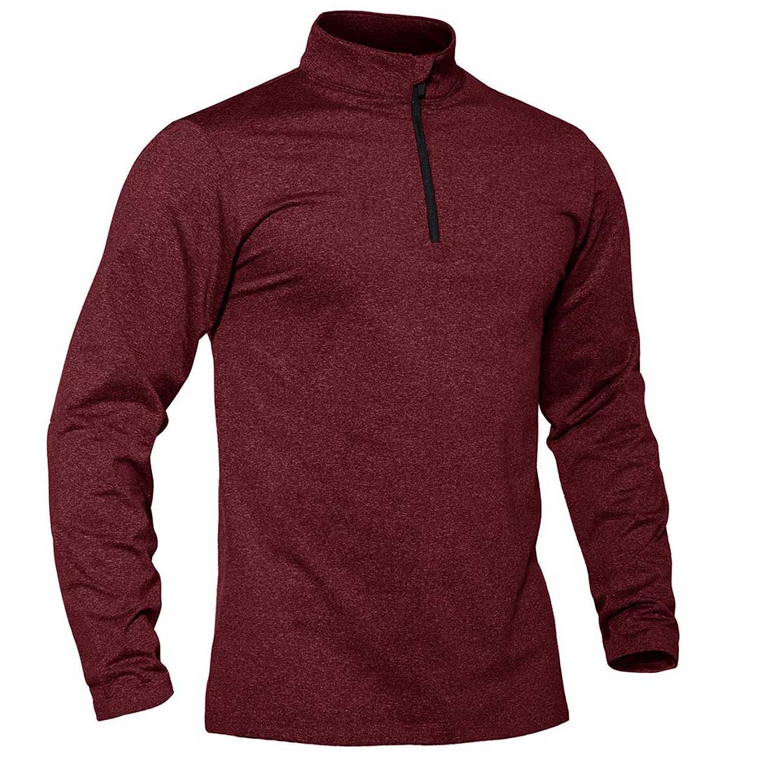 TACVASEN Wine Red Men's Quarter Zip Thermal Fleece Lined Pullover Sweatshirt