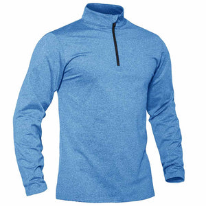 TACVASEN Sky Blue Men's Quarter Zip Thermal Fleece Lined Pullover Sweatshirt