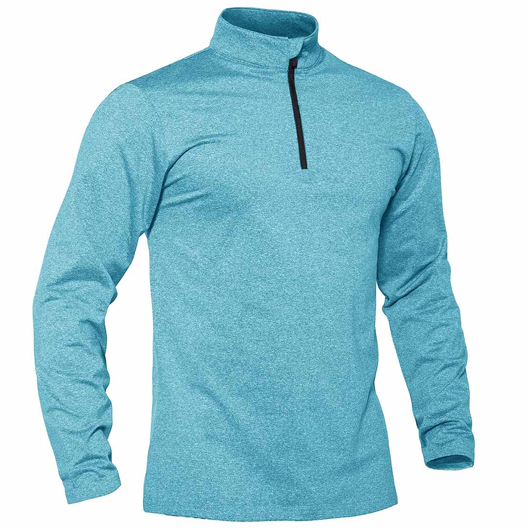 TACVASEN Lake Blue Men's Quarter Zip Thermal Fleece Lined Pullover Sweatshirt