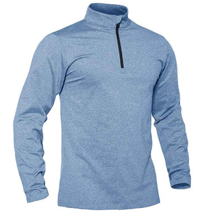 TACVASEN Light Blue Men's Quarter Zip Thermal Fleece Lined Pullover Sweatshirt