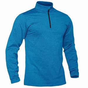 TACVASEN Sea Blue Men's Quarter Zip Thermal Fleece Lined Pullover Sweatshirt