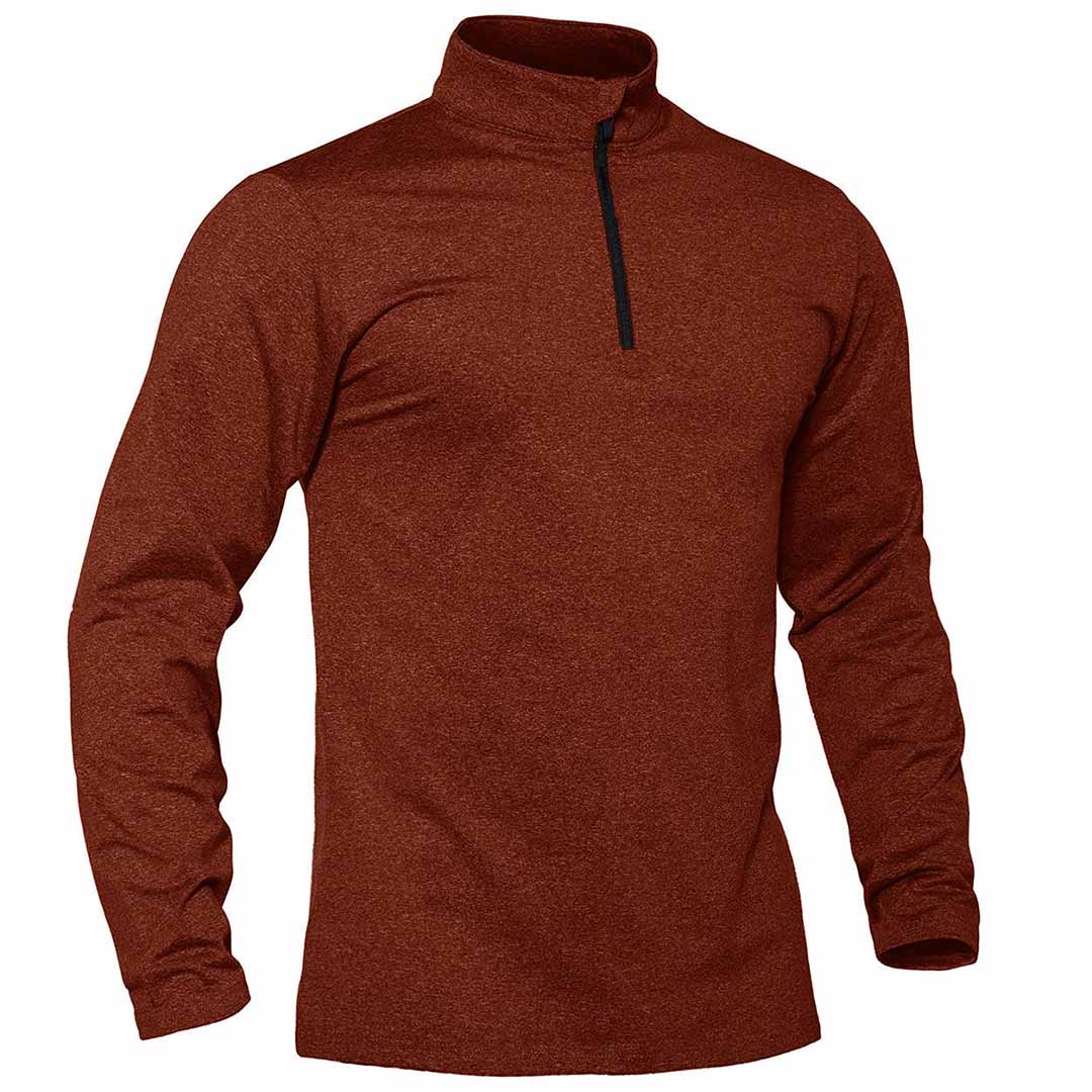 TACVASEN Dark Orange Men's Quarter Zip Thermal Fleece Lined Pullover Sweatshirt