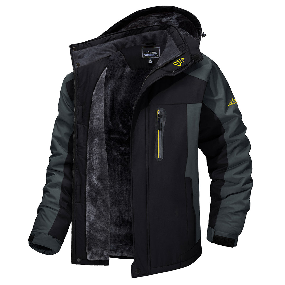 TACVASEN Black Grey Insulated Fleece Lined Winter Ski Jacket