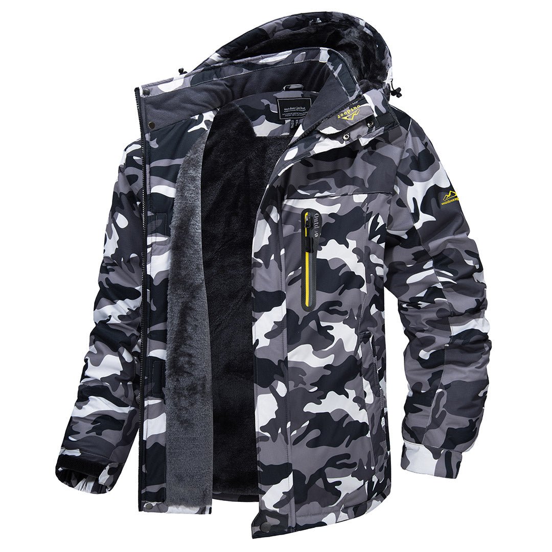 TACVASEN Black Camouflage Insulated Fleece Lined Winter Ski Jacket