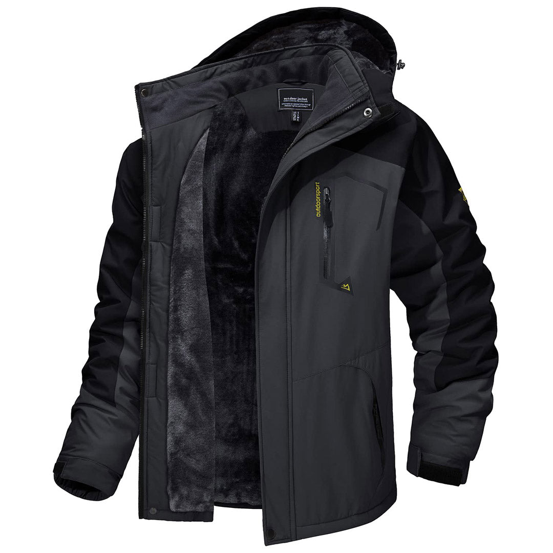 TACVASEN Black Grey Insulated Fleece Lined Winter Snow Jacket