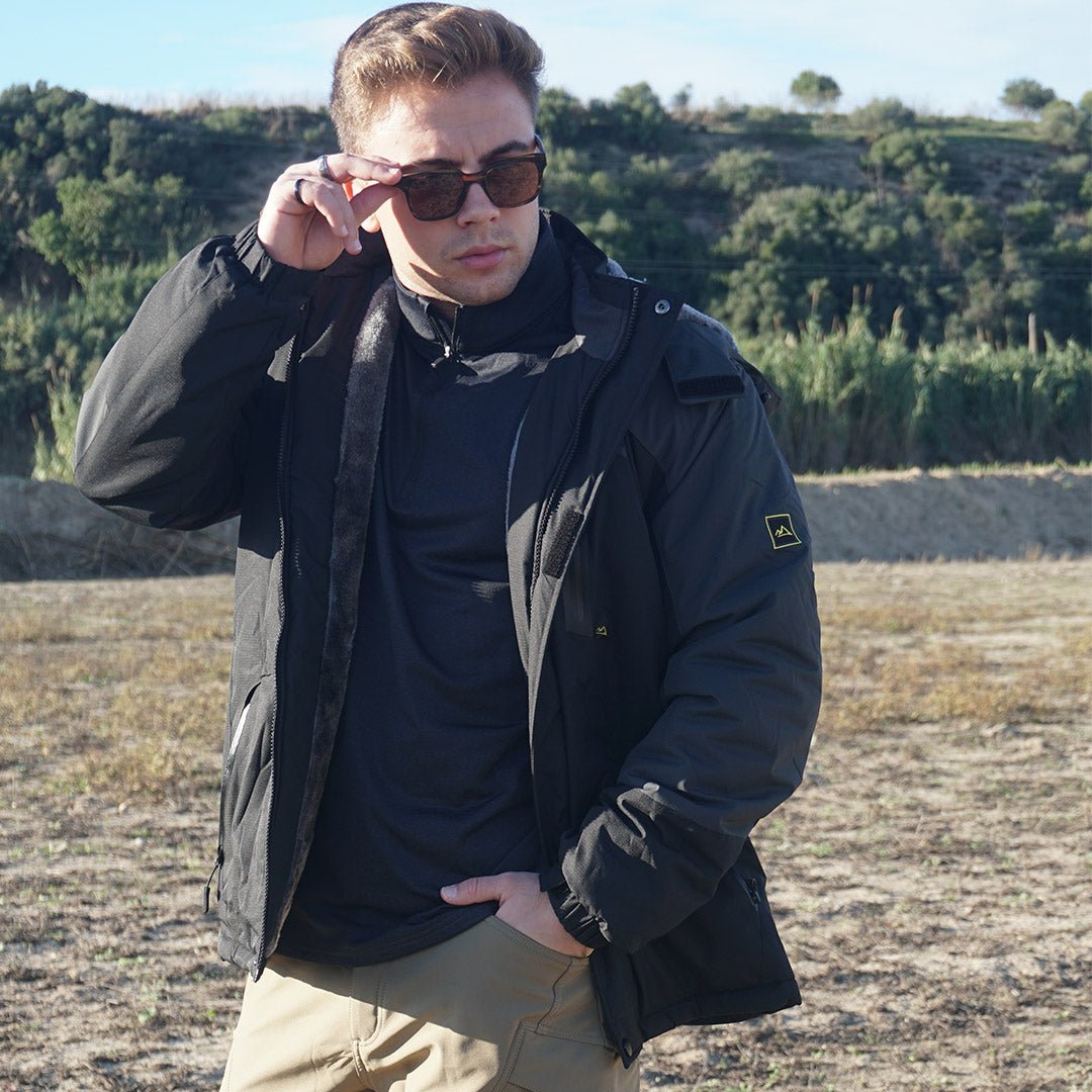 TACVASEN Black Insulated Fleece Lined Winter Snow Jacket