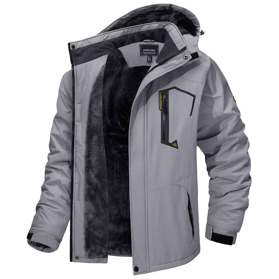 TACVASEN Light Grey Insulated Fleece Lined Winter Snow Jacket