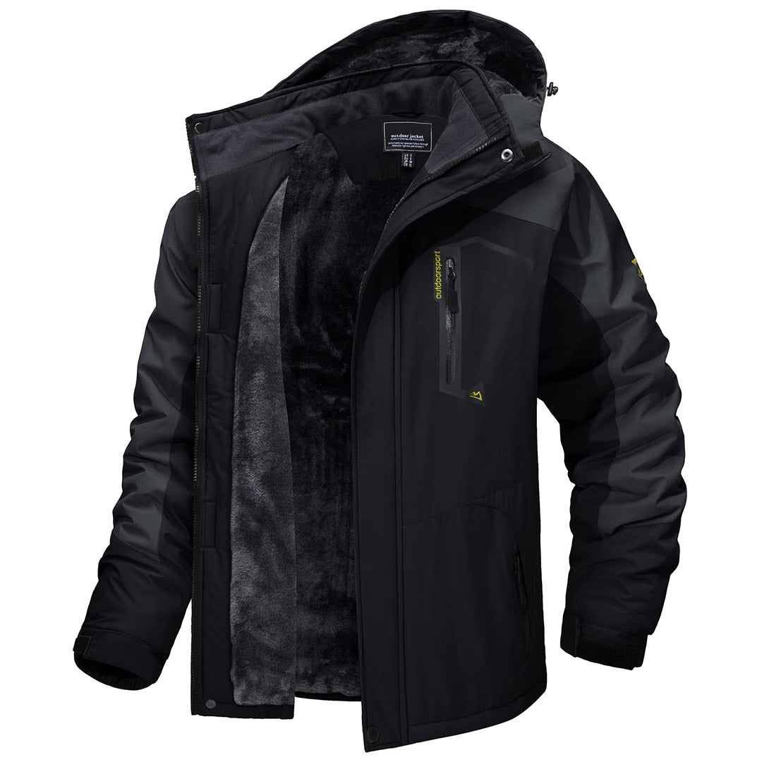 TACVASEN Grey Black Insulated Fleece Lined Winter Snow Jacket