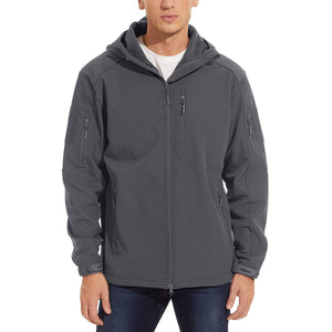 TACVASEN Navy Men's Tactical Jacket with Hood Softshell Coat