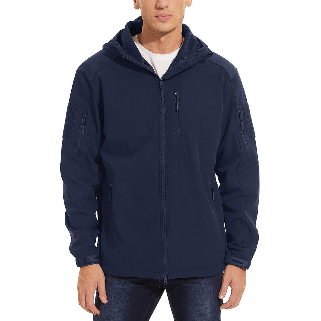 TACVASEN Navy Men's Tactical Jacket with Hood Softshell Coat