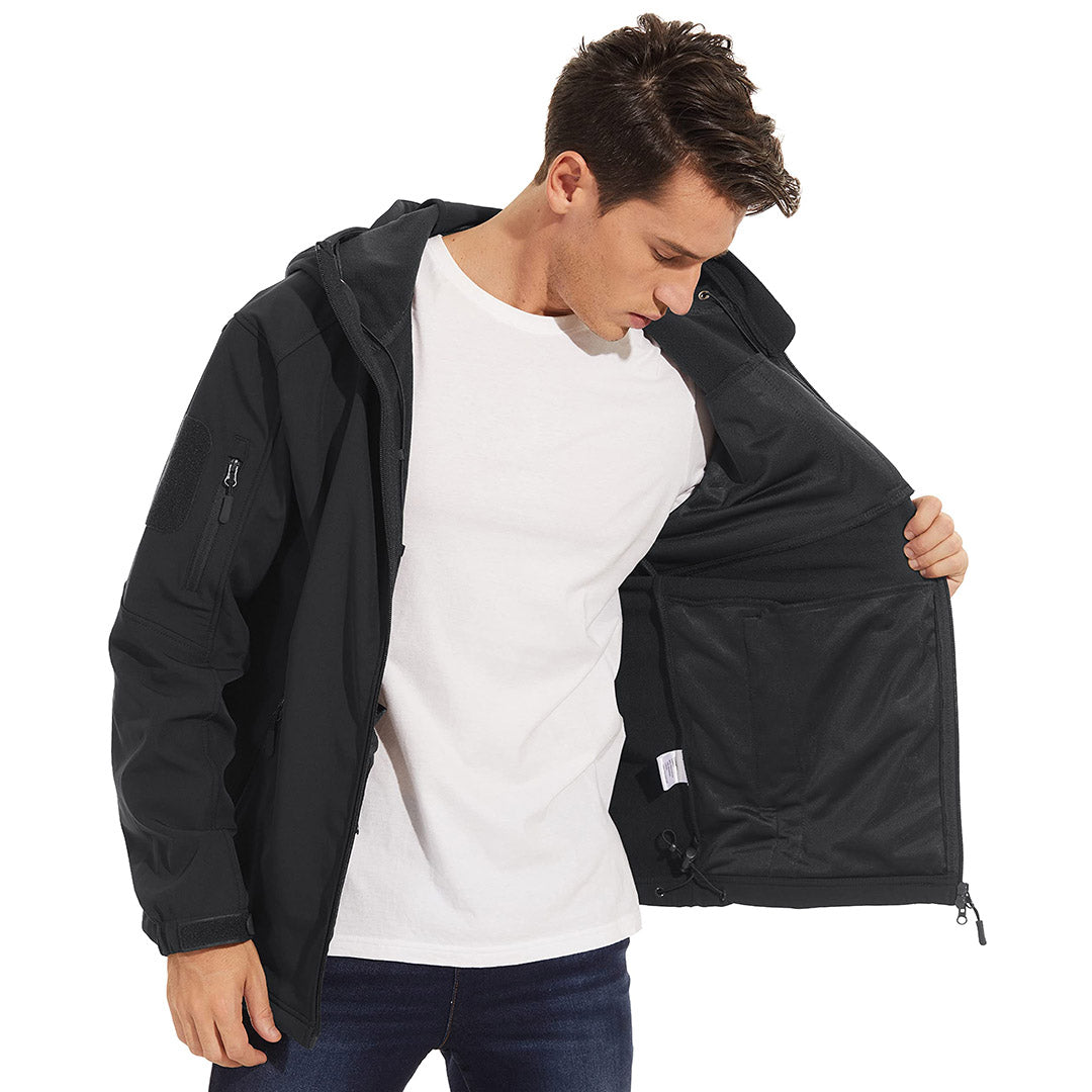 TACVASEN Navy Men's Tactical Jacket with Hood Softshell Coat