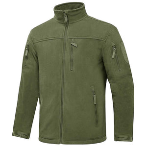 TACVASEN Army Green Men's Tactical Fleece Jackets Full Zip Coat with Multi Pockets