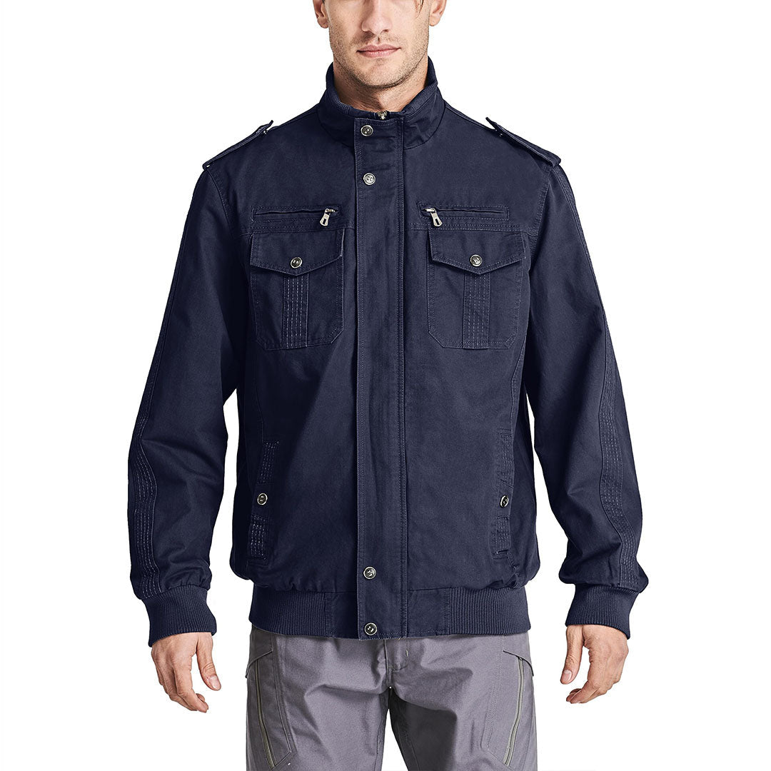 TACVASEN Navy Men's Military Cargo Jacket Lightweight Tactical Windbreaker