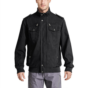 TACVASEN Black Men's Military Cargo Jacket Lightweight Tactical Windbreaker
