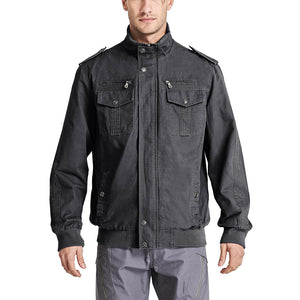 TACVASEN Dark Grey Men's Military Cargo Jacket Lightweight Tactical Windbreaker