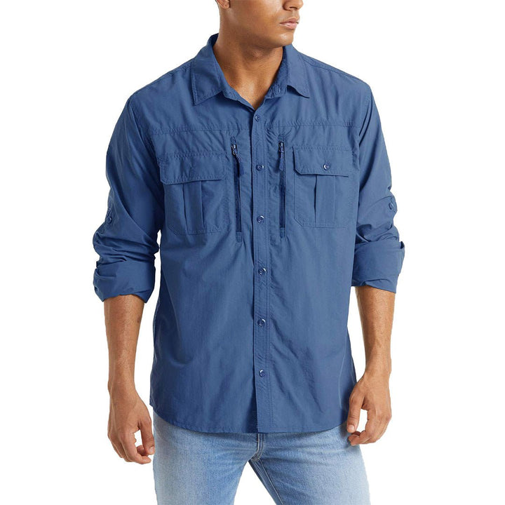 Men's Tactical Sun Protective Button-Down Long Sleeve Shirt - Men's Hiking Clothing