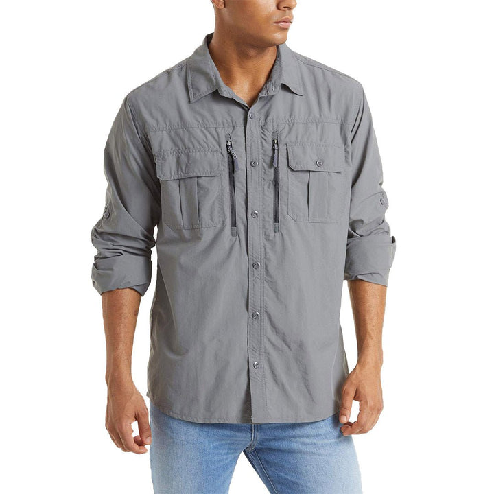 Men's Tactical Sun Protective Button-Down Long Sleeve Shirt - Men's Hiking Clothing