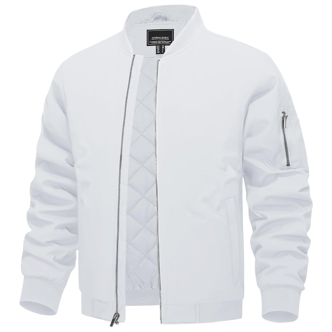 TACVASEN White Thermal Quilted Waterproof Bomber Jacket