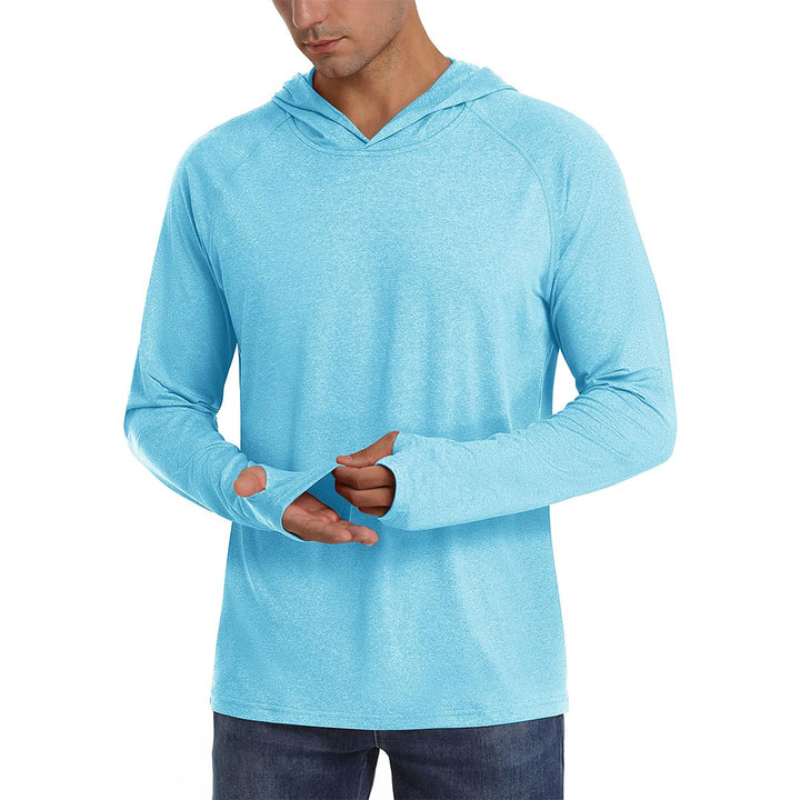 Men's UPF 50+ Sun Protection Hoodies with Thumb Holes - Men's Running Shirts