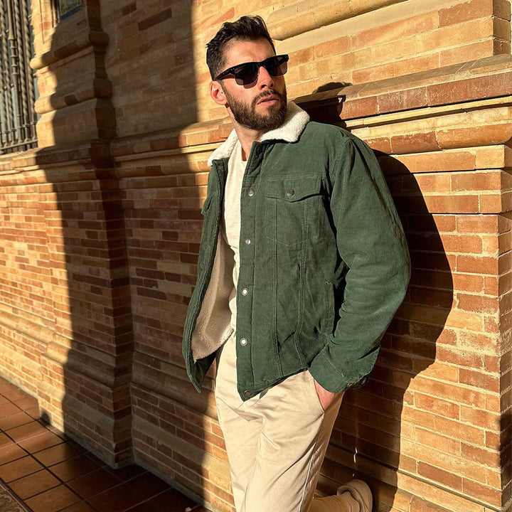 Men's Winter Corduroy Cotton Jacket Turn Down Collar - Fall Winter 2022
