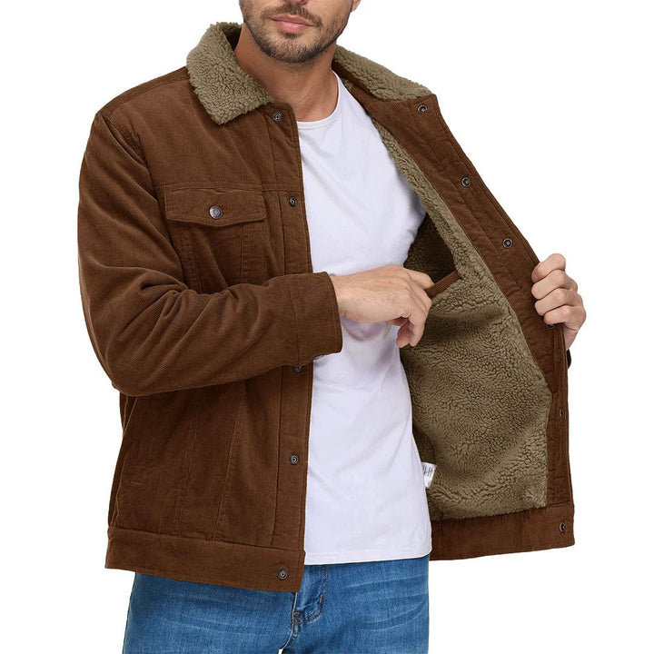 Men's Winter Corduroy Cotton Jacket Turn Down Collar - Fall Winter 2022