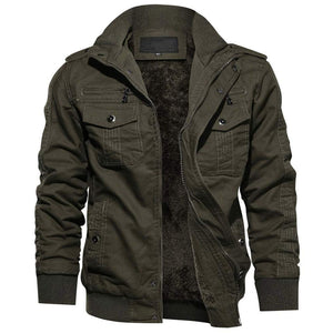 TACVASEN Army Green Men's Fleece Lined Tactical Bomber Jacket