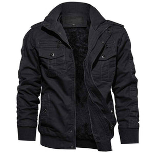 TACVASEN Black Men's Fleece Lined Tactical Bomber Jacket