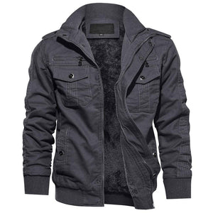 TACVASEN Dark Grey Men's Fleece Lined Tactical Bomber Jacket