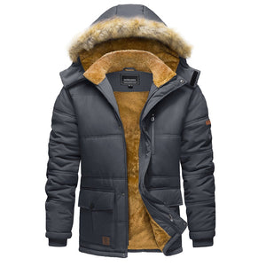 TACVASEN Dark Grey Men's Winter Jacket with Hood Water Repellent Windproof Coat