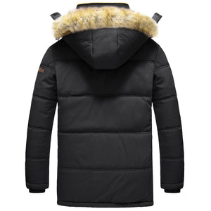 TACVASEN Black Men's Winter Jacket with Hood Water Repellent Windproof Coat