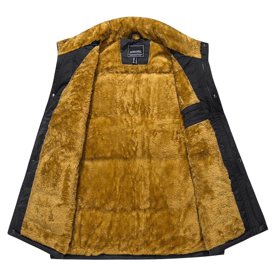 TACVASEN Khaki Men's Winter Vests Sleeveless Jackets Padded Coat