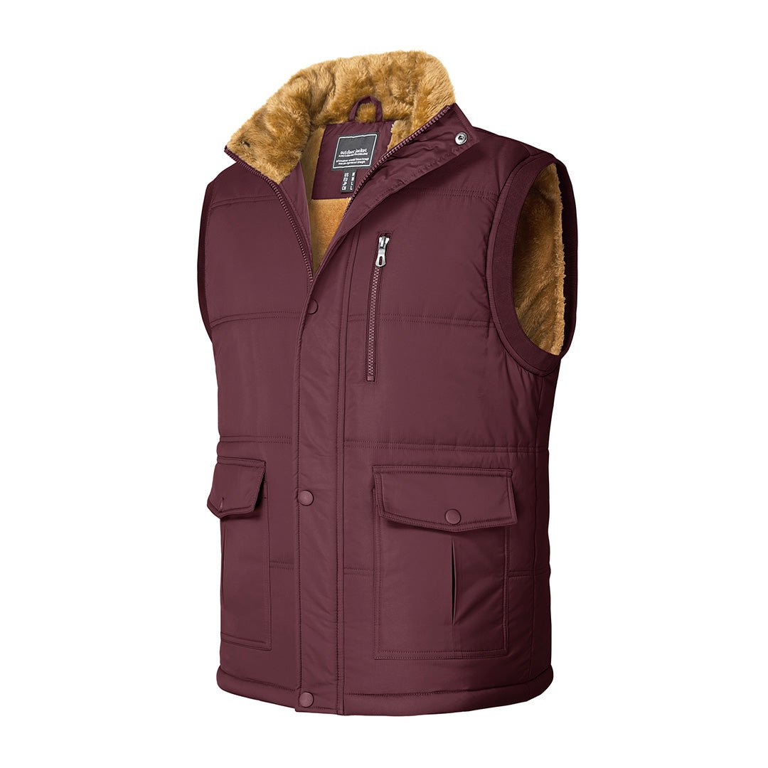 TACVASEN Wine Red Men's Winter Vests Sleeveless Jackets Padded Coat