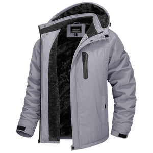 TACVASEN Light Grey Insulated Fleece Lined Winter Hiking Jacket