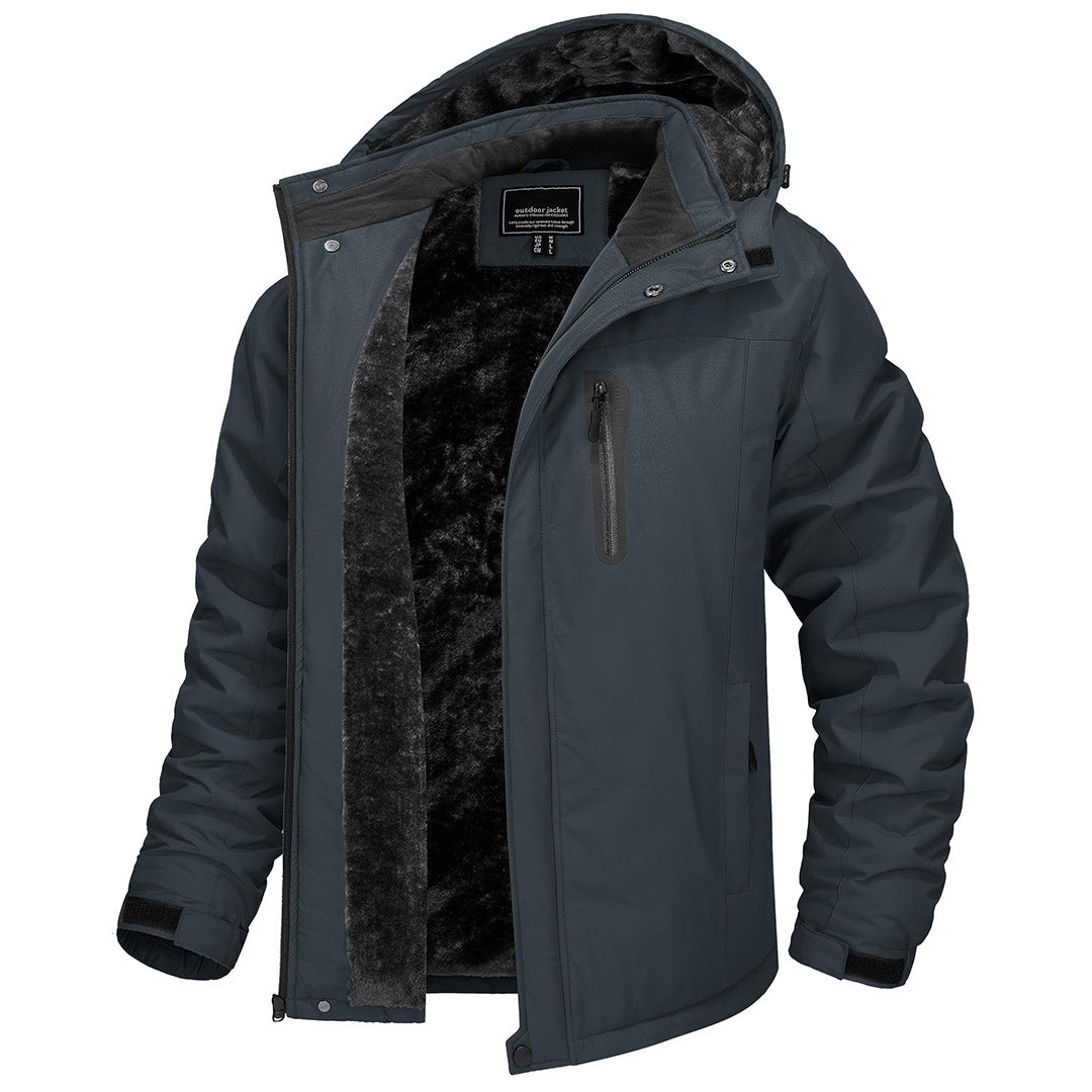 TACVASEN Grey Insulated Fleece Lined Winter Hiking Jacket