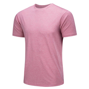 TACVASEN Pink Men's Quick - Dry Solid Round Neck T-shirt