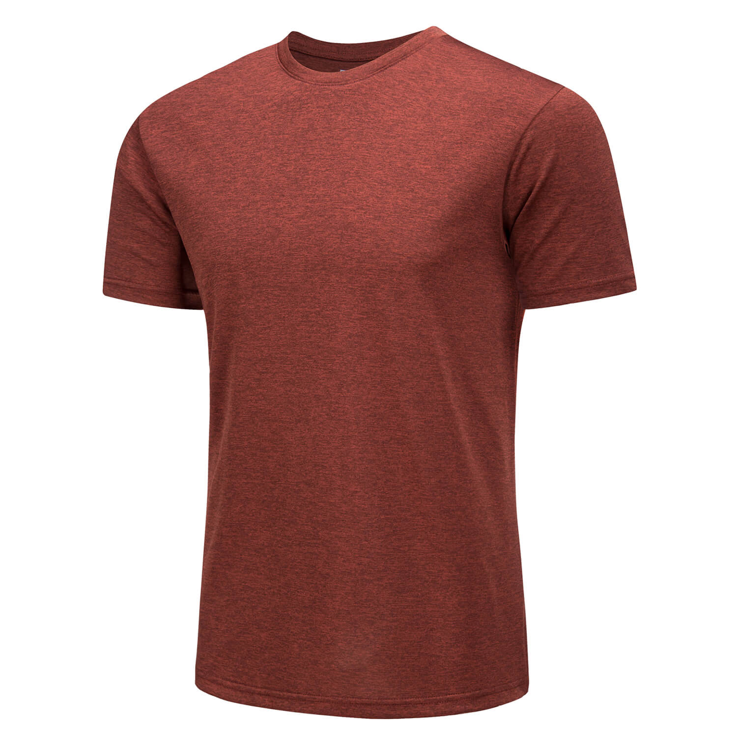 TACVASEN Dark Orange Men's Quick - Dry Solid Round Neck T-shirt
