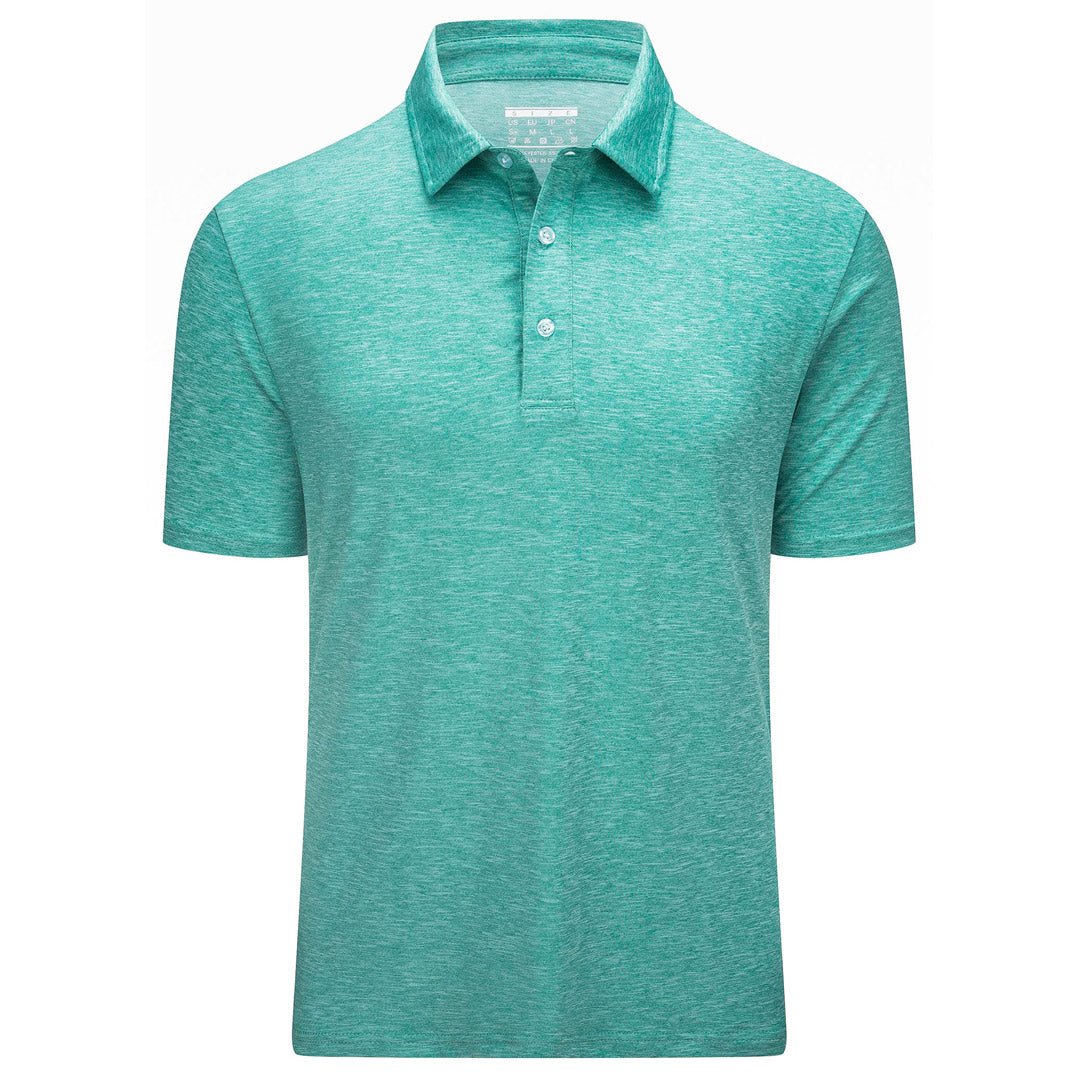 TACVASEN Light Green Men's Golf 3 Buttons Spread Collar Solid Quick Dry Polo Shirt