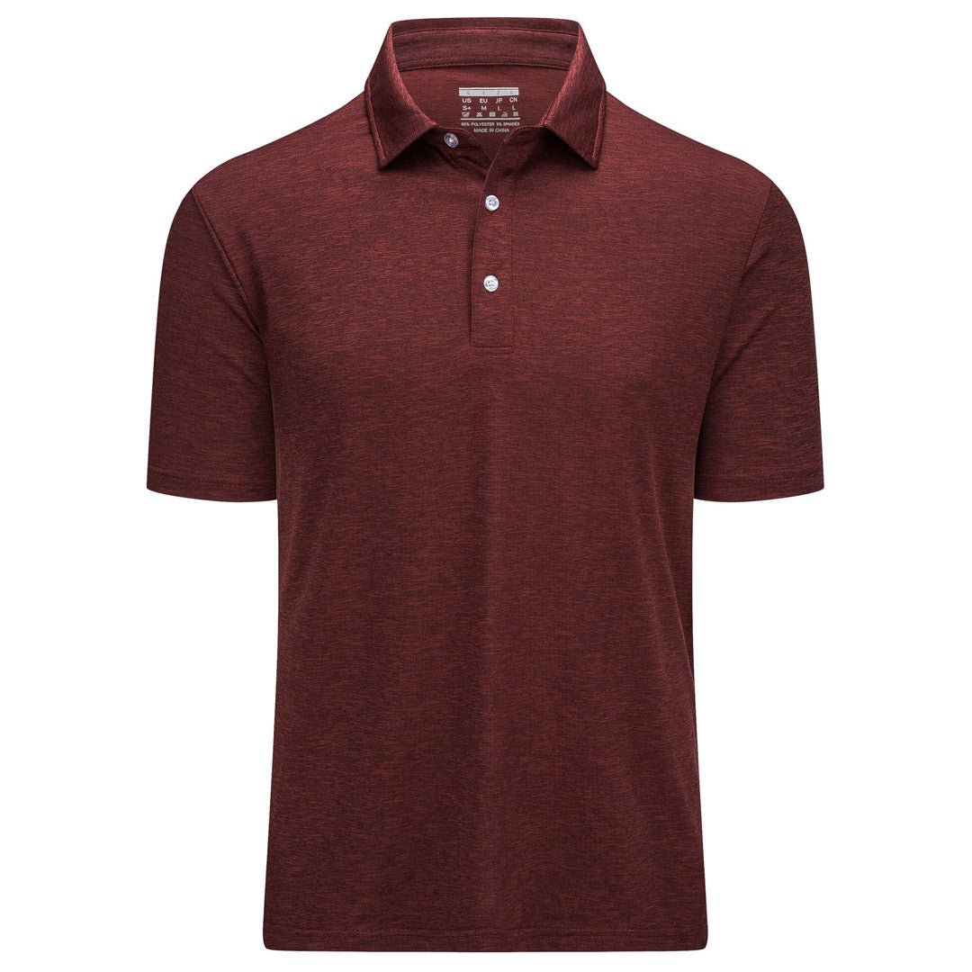 TACVASEN Wine Red Men's Golf 3 Buttons Spread Collar Solid Quick Dry Polo Shirt