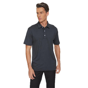 TACVASEN Black Men's Golf 3 Buttons Spread Collar Solid Quick Dry Polo Shirt
