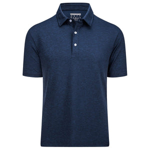 TACVASEN Dark Blue Men's Golf 3 Buttons Spread Collar Solid Quick Dry Polo Shirt
