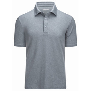 TACVASEN Silver Men's Golf 3 Buttons Spread Collar Solid Quick Dry Polo Shirt
