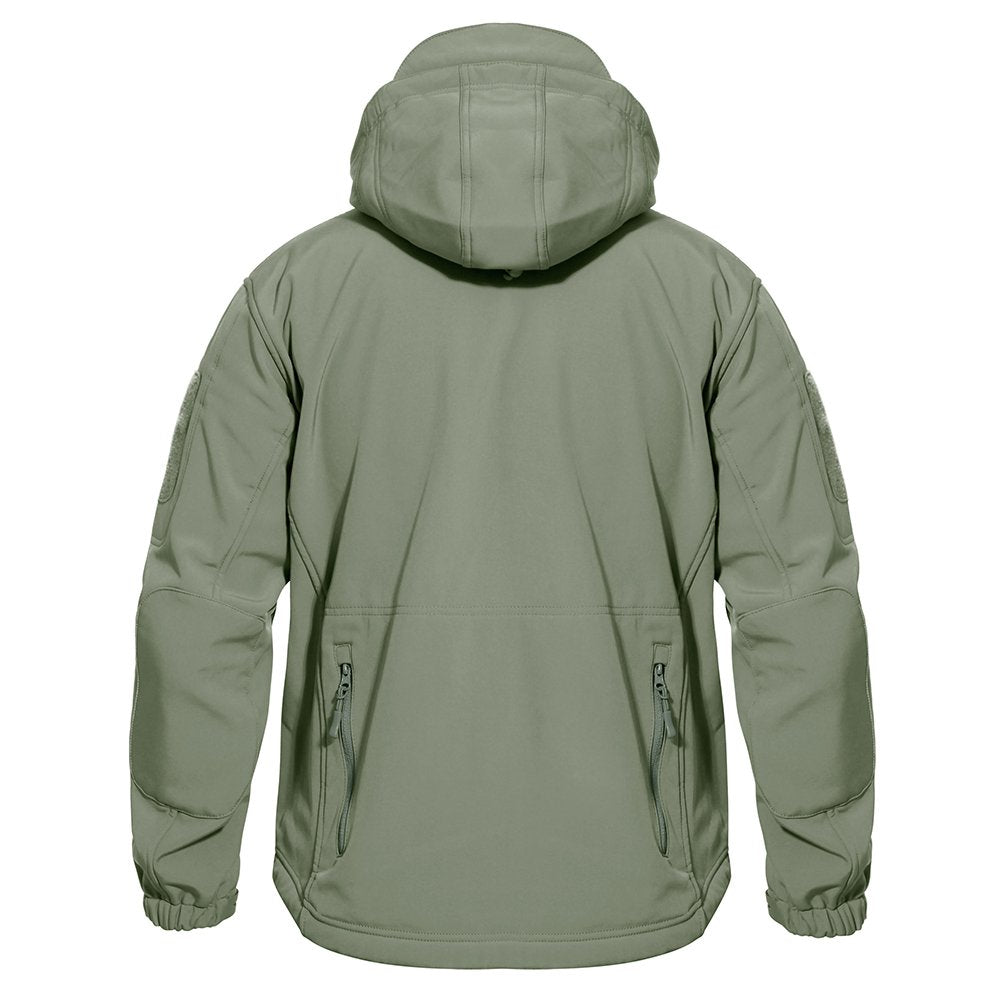 TACVASEN Army Green Men's Combat Airsoft Softshell Fleece Army Coat