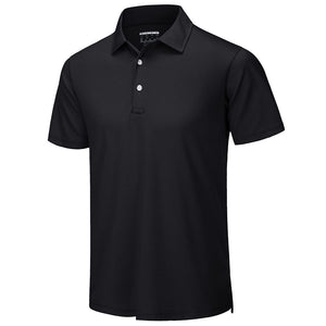 TACVASEN Black Men's Dry Fit Short Sleeve Performance Golf Polo Work Shirt